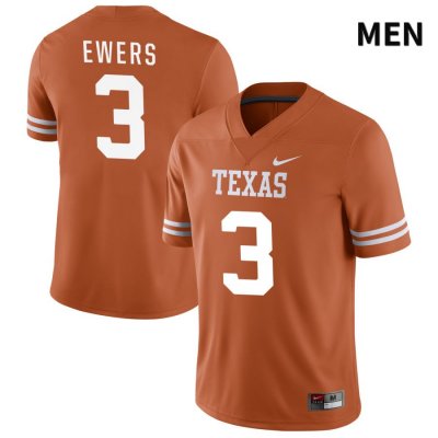 Texas Longhorns Men's #3 Quinn Ewers Authentic Orange NIL 2022 College Football Jersey IDG60P1Y